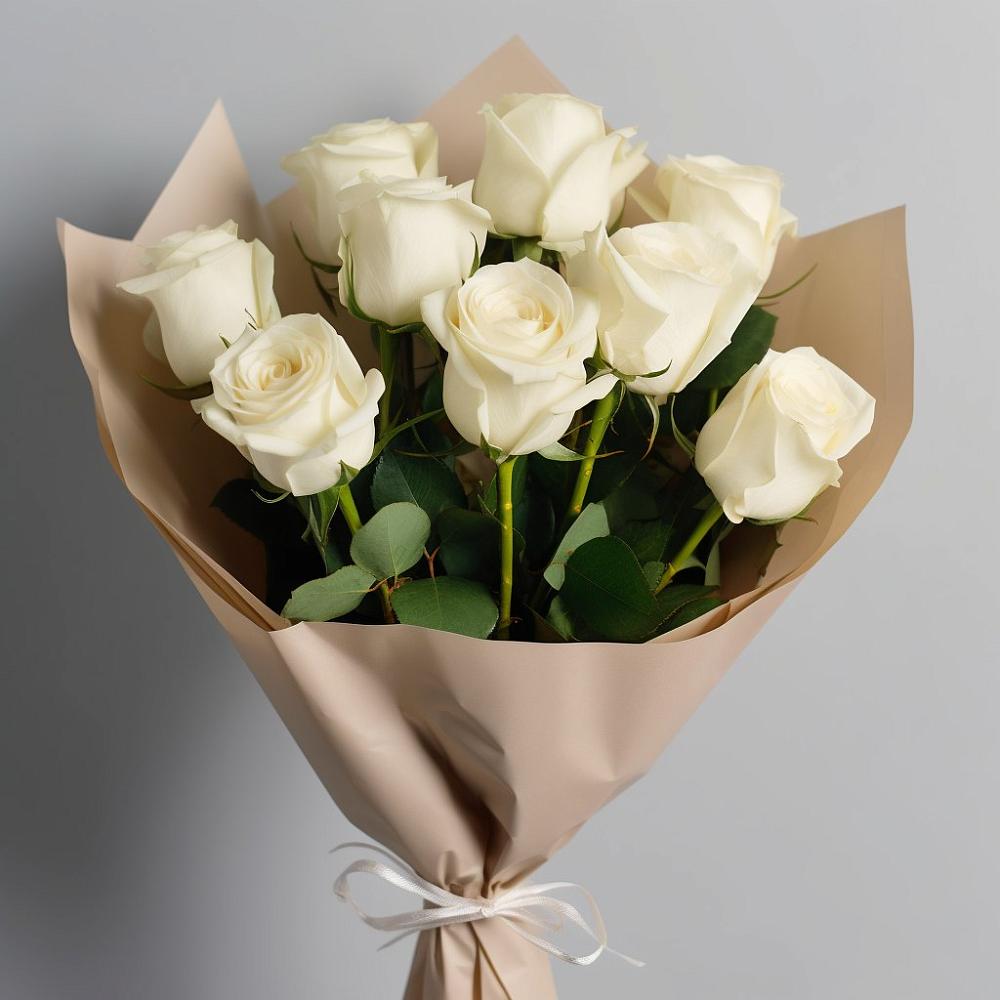 Букет 9 Белых роз Эдлесс Лав в Бежецке