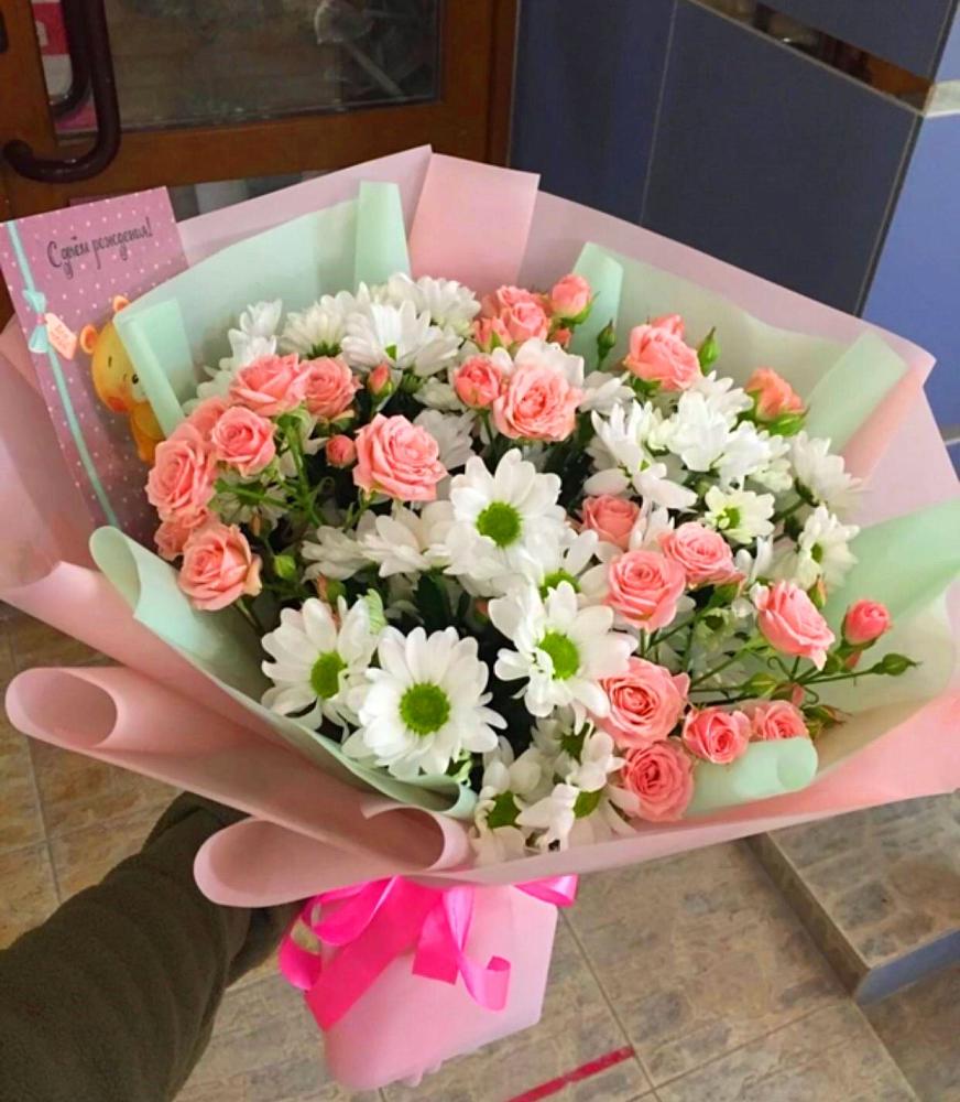 Букет цветов из: Розы и Хризантемы в Бежецке