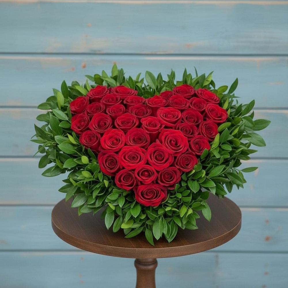 Цветочная композиция из Розы в виде сердца в Бежецке