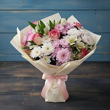 Букет цветов из:  Хризантемы, Альстромерии и Розы в Бежецке