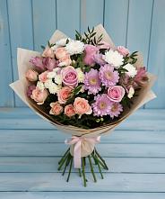 Букет цветов из:  Хризантемы, Розы и Альстромерии в Бежецке